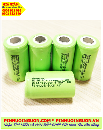 Pin sạc 1.2v SC2500mAh, Pin sạc công nghiệp đầu bằng NiMh SC2500mAh 1.2v, Cell pin Grepow NiMh SC2500mAh 1.2v